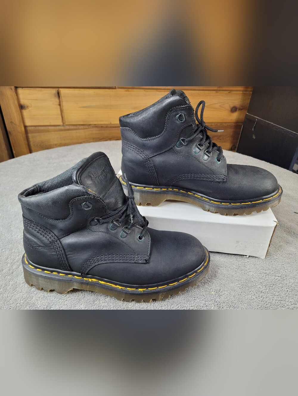 Dr. Doc Martens 7735 Boots Mens US 7 Black Leather Industrial Air Wair Work Punk